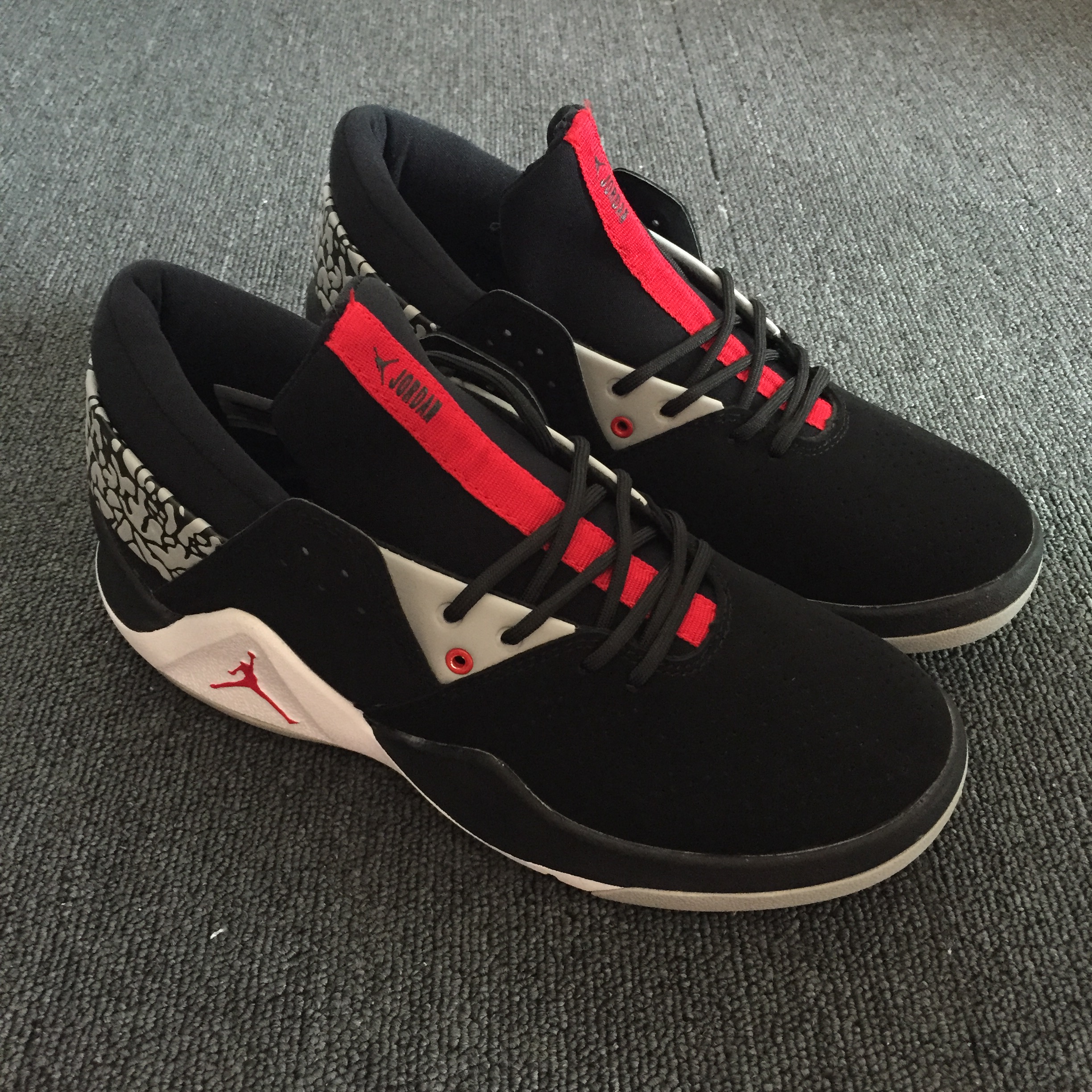 Air Jordan Flight Fresh Black Red Cement - Click Image to Close